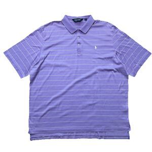 Vintage 90s Polo Golf Ralph Lauren Purple Striped Polo Shirt XXL Pima Cotton